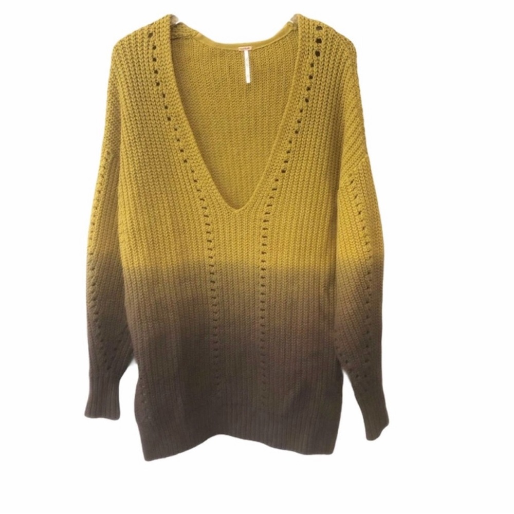 FREE PEOPLE Come Together V-neck Ombre Swe…